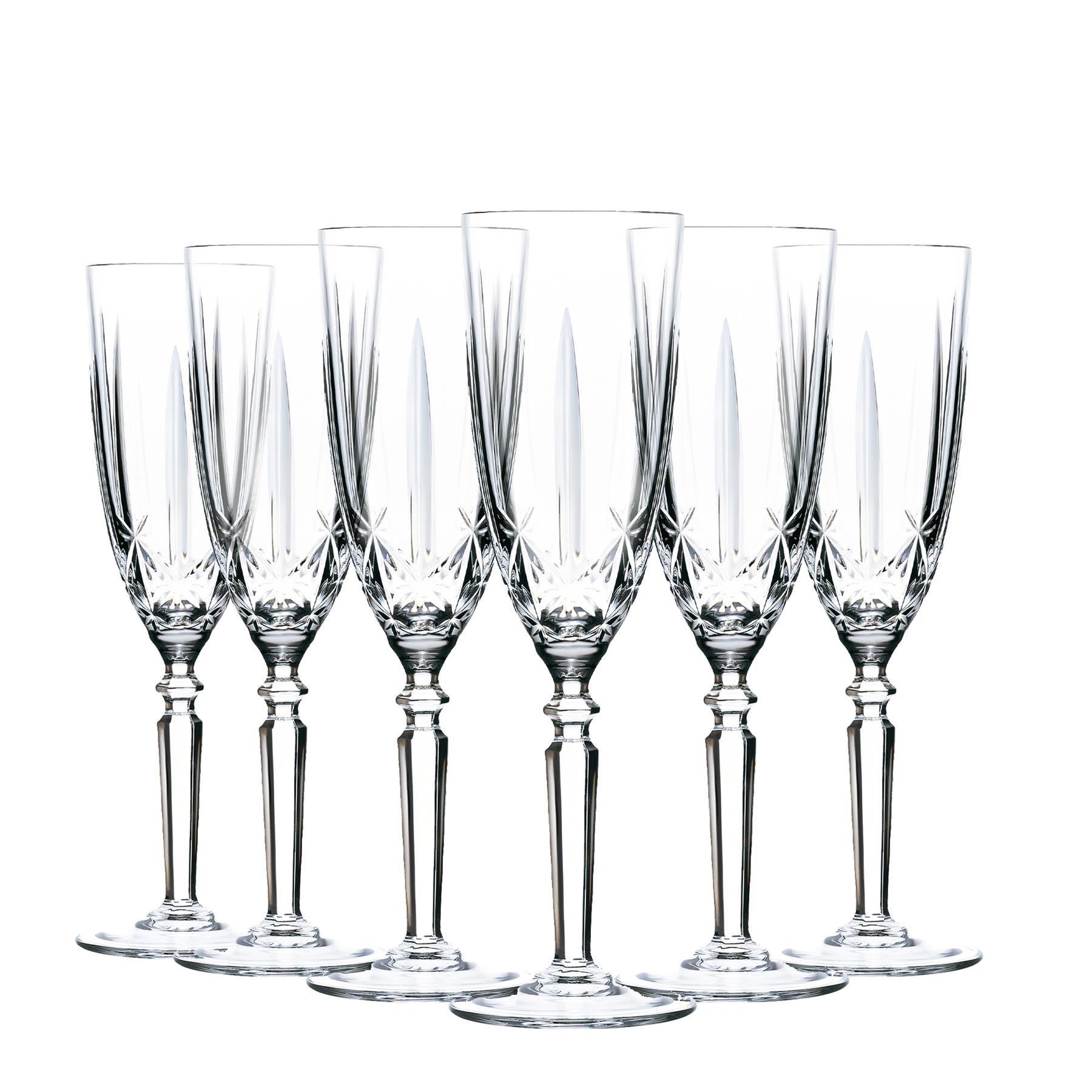 Orchestra Cut Glass Champagne Flutes Glasses Set 200ml Pack of 12