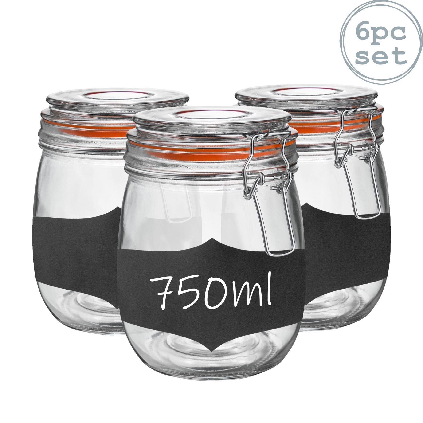 750ml Preserving Jar with Airtight Clip Lid and Chalkboard Stickers 