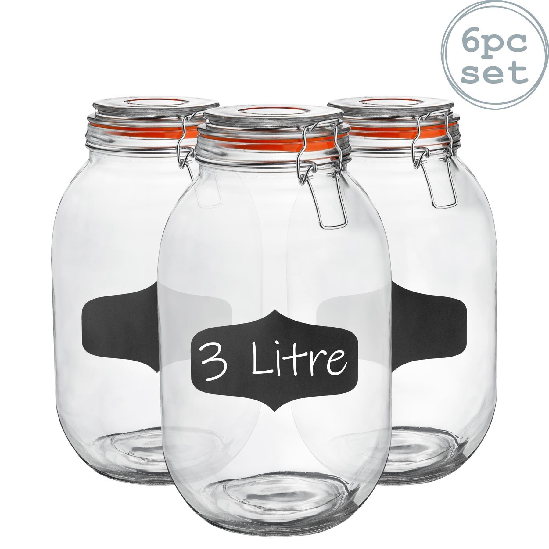 3000ml Preserving Jar with Airtight Clip Lid and Chalkboard Stickers 