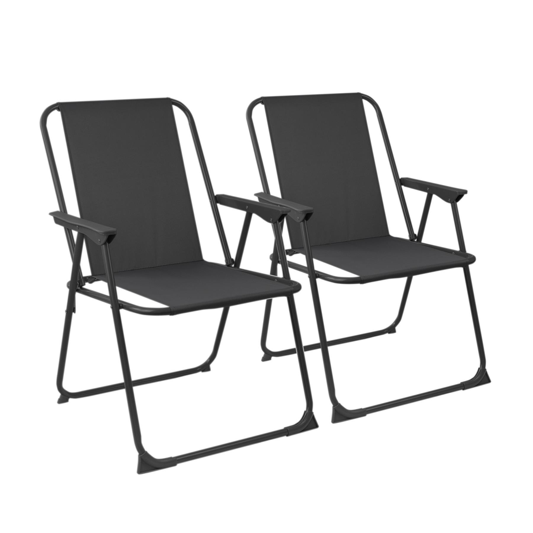 Folding Metal Beach Chairs | Black | Pack of 2 | By Harbour Housewares