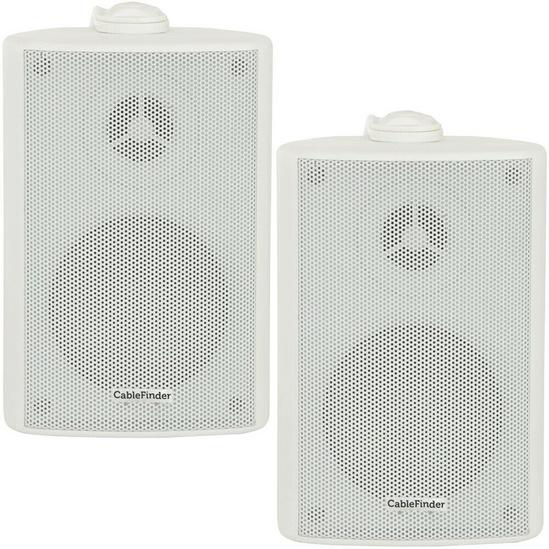 Loops (PAIR) 2x 4" 70W White Outdoor Rated Speakers Wall Mounted HiFi 8Ohm & 100V 1