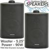 Loops (PAIR) 2x 5.25" 90W Black Outdoor Rated Speakers Wall Mounted HiFi 8Ohm & 100V thumbnail 2