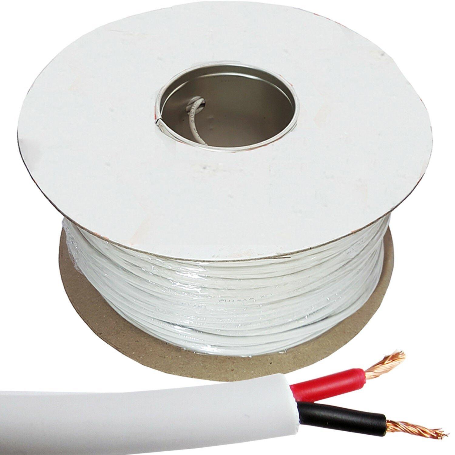 100m Double Insulated Speaker Cable 1.15mmA2 White 100V Volt PA System Reel Drum