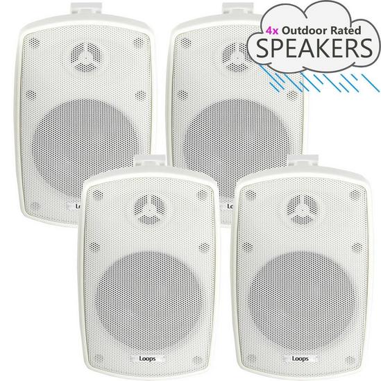 Loops 4x 4" 60W White Outdoor Rated Speakers 8 OHM Weatherproof Wall Mounted HiFi 2