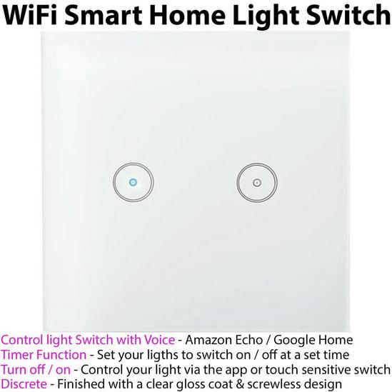 Loops WiFi Light Switch & Bulb 4x 10W E27 Warm White Lamp & Double Wireless Wall Plate 2