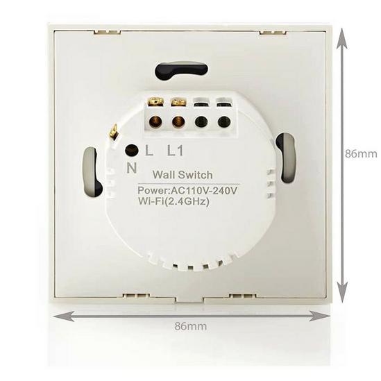 Loops WiFi Light Switch & Bulb 4x 10W E27 Warm White Lamp & Double Wireless Wall Plate 3