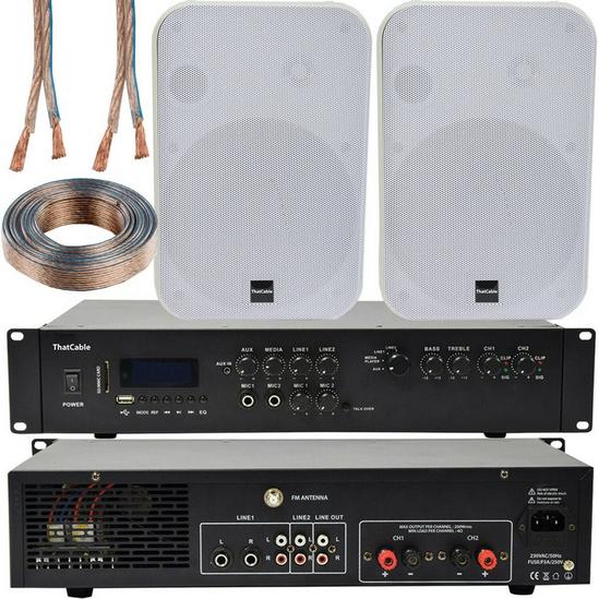 Loops 400W Bluetooth Sound System 2x White 200W Wall Speaker Channel HiFi Amplifier 1