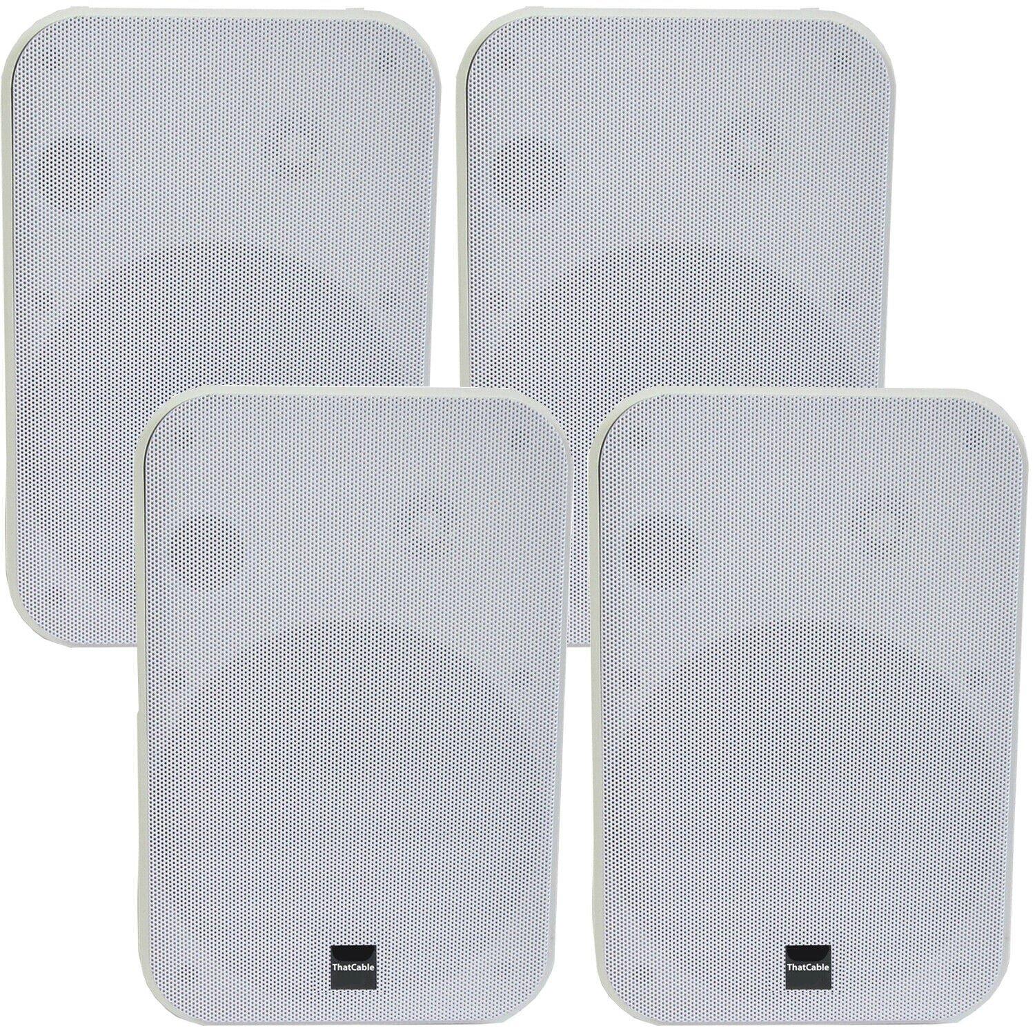 4x 6.5aEUR 200W Moisture Resistant Stereo Loud Speakers 8Ohm White Wall Mounted