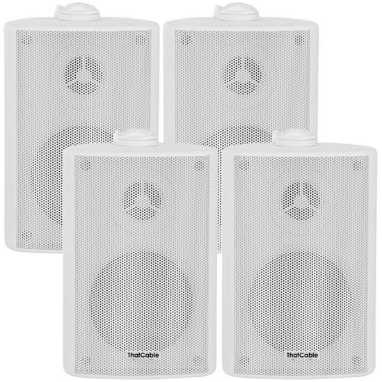 Loops 4x 3 60W White Outdoor Rated Garden Wall Speakers Wall Mounted HiFi 8Ohm & 100V 1
