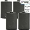 Loops 4x 3 60W Black Outdoor Rated Garden Wall Speakers Wall Mounted HiFi 8Ohm & 100V thumbnail 2