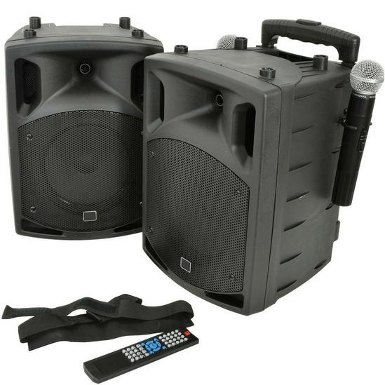 Loops 2x 100W Outdoor Portable PA Speaker System Bluetooth Wireless Rechargeable UHF 1