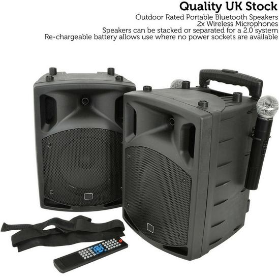 Loops 2x 100W Outdoor Portable PA Speaker System Bluetooth Wireless Rechargeable UHF 2