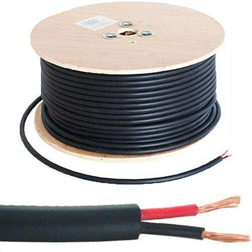 100m Double Insulated Speaker Cable 1.15mmA2 Black 100V Line Volt PA System Reel Drum