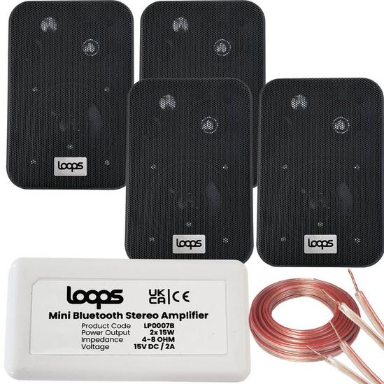 Loops Wireless Bluetooth Amplifier & 4x 70W Wall Corner Speakers Kit HiFi Amp System 2