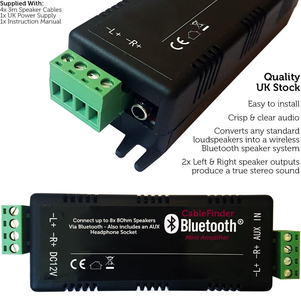 Wireless Bluetooth Amplifier & 8x Ceiling Wall Speaker Kit Home Hi Fi Amp System
