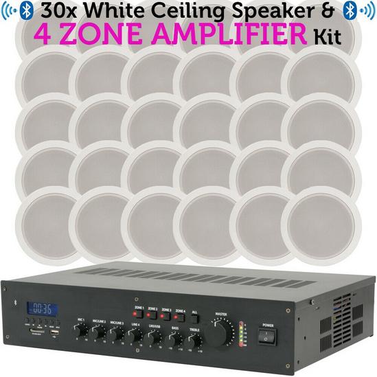 Loops PRO Bluetooth 100V Amplifier & 30x Ceiling Speaker Kit Background Music System 2