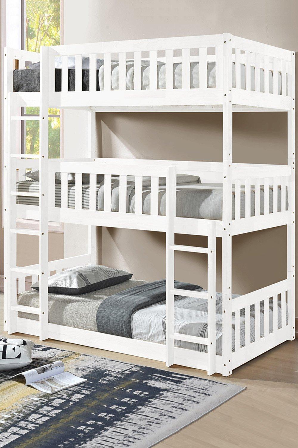 Lydia White Wooden Triple Bunk Bed
