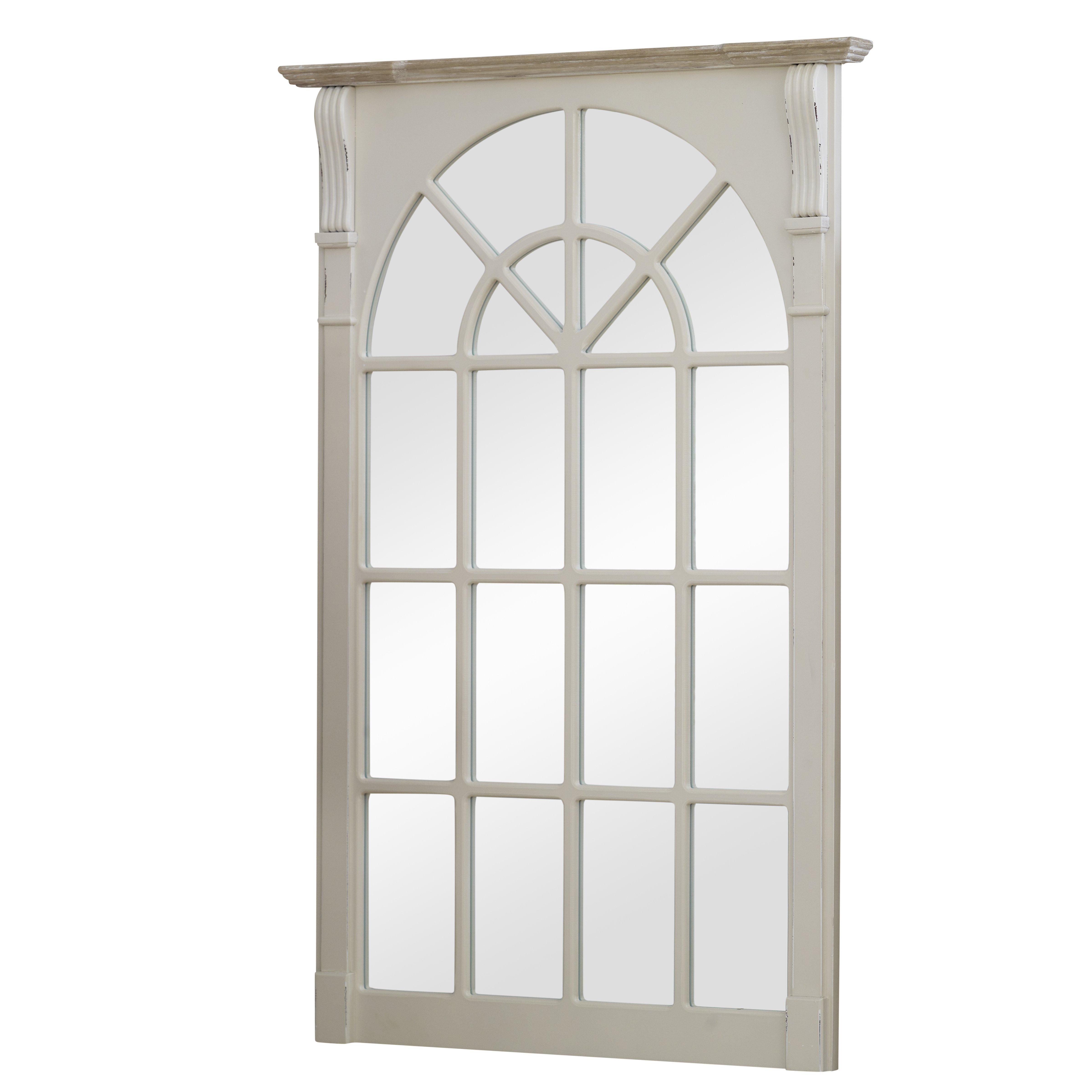 Large Cream Window Style Wall Mirror - Lyon Range 66cm X 100cm