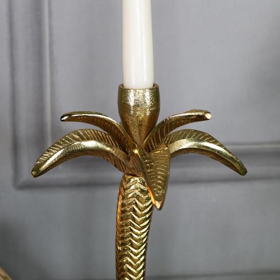 Melody Maison Gold Metal Palm Tree Candle Holder 6