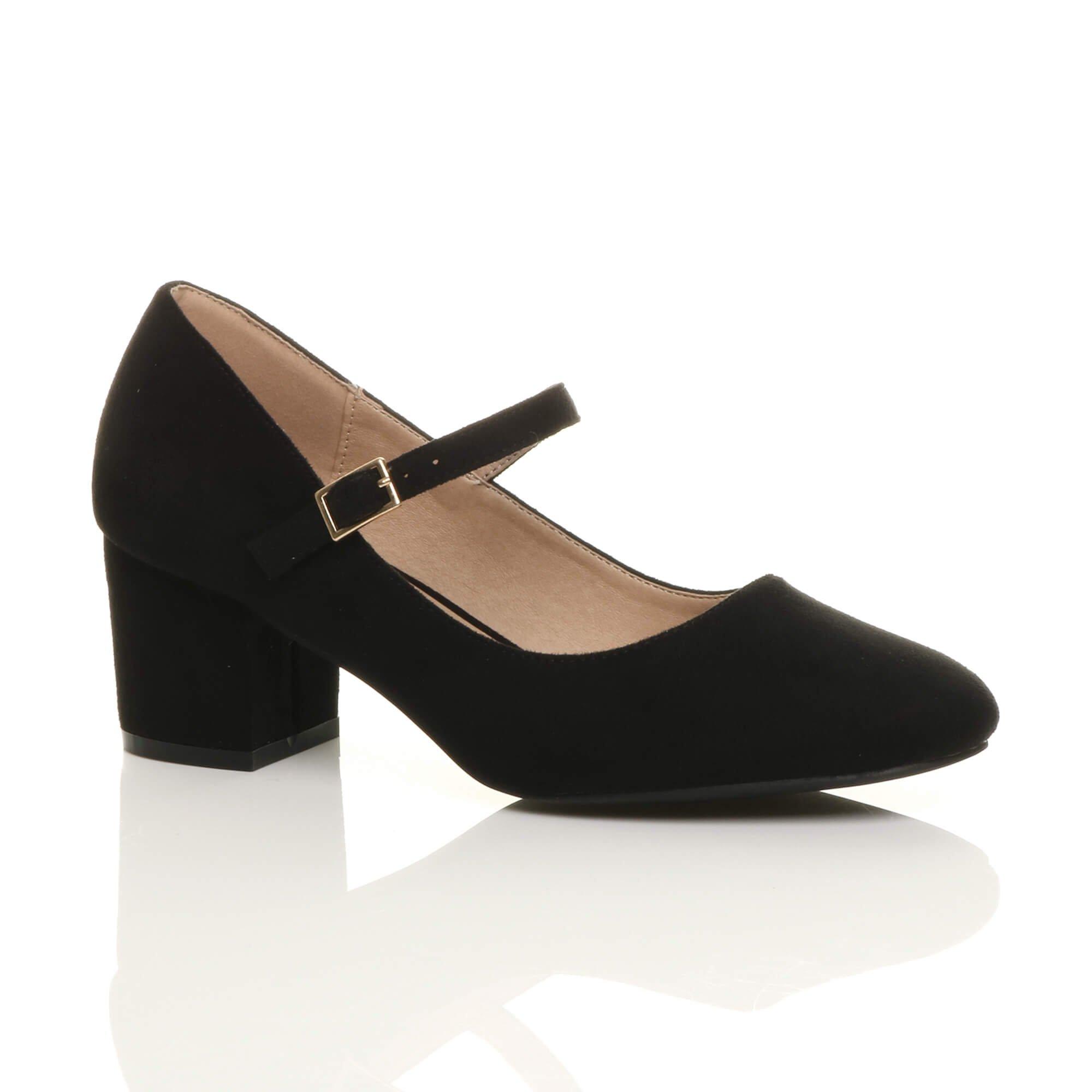 Black Suede Block Heel Court Shoes Women's | Size 3 | Asante Moshulu