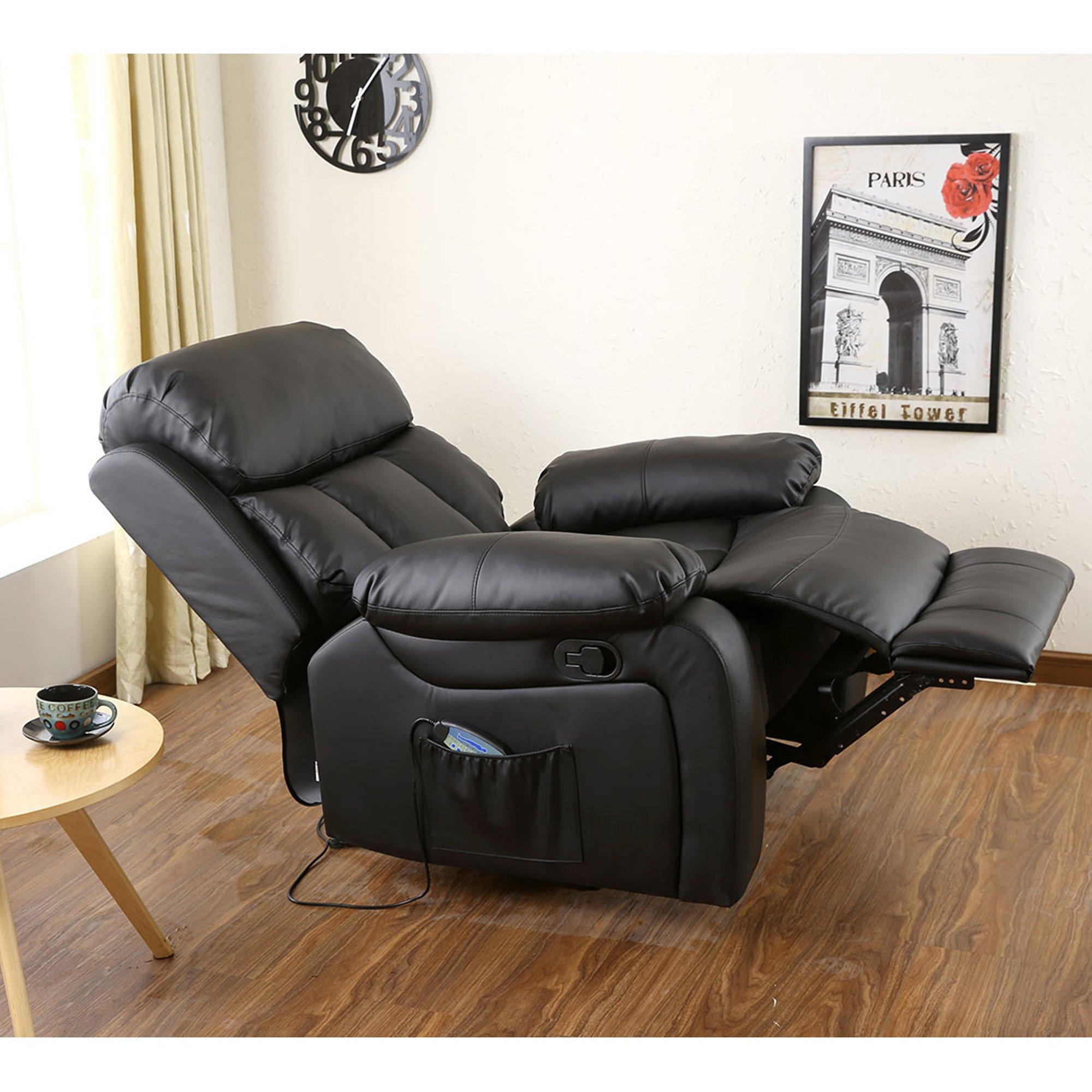 Chester Bonded Leather Manual Recliner Chair with Heat And Massage