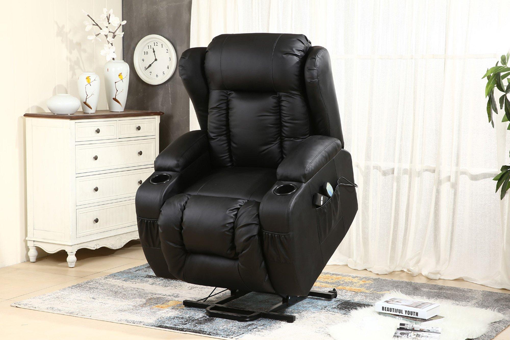 Caesar Single Motor Rise Recliner Bonded Leather Heat & Massage Chair