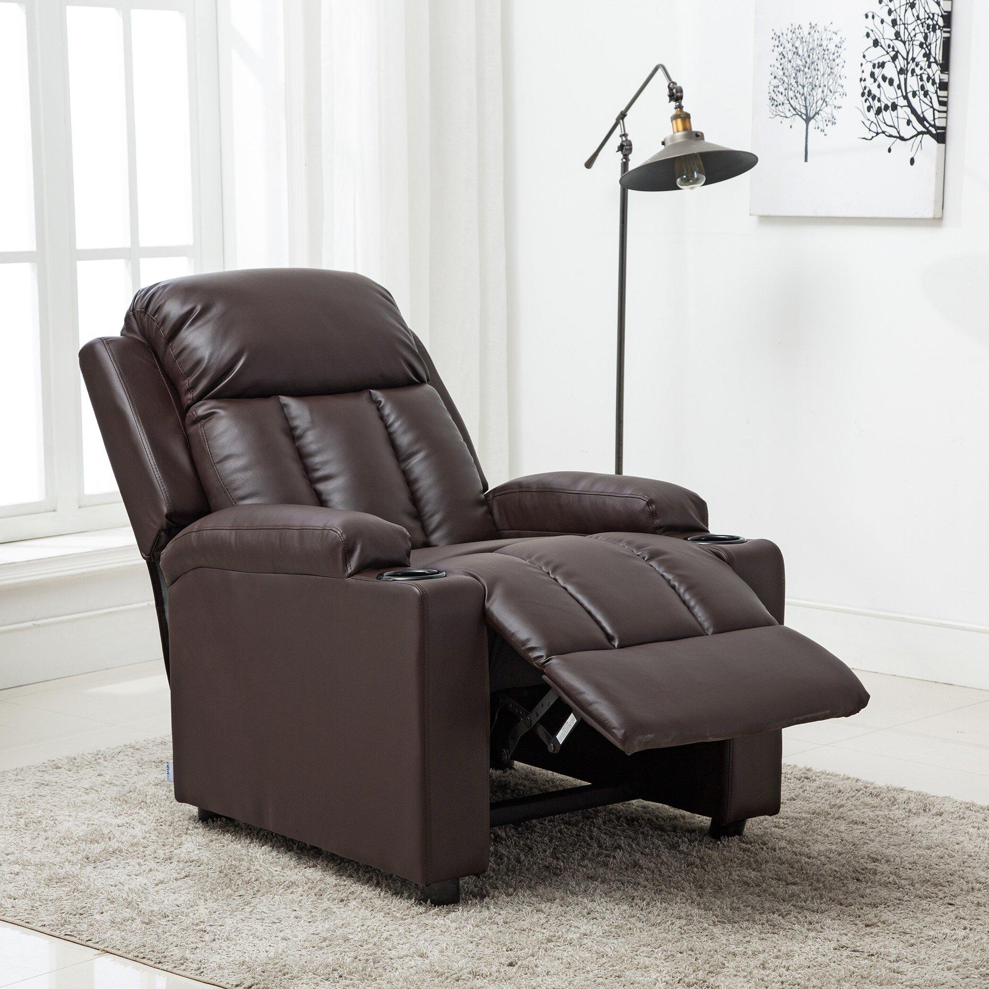 Studio Leather Recliner With Drink Holders Sofa Armchair