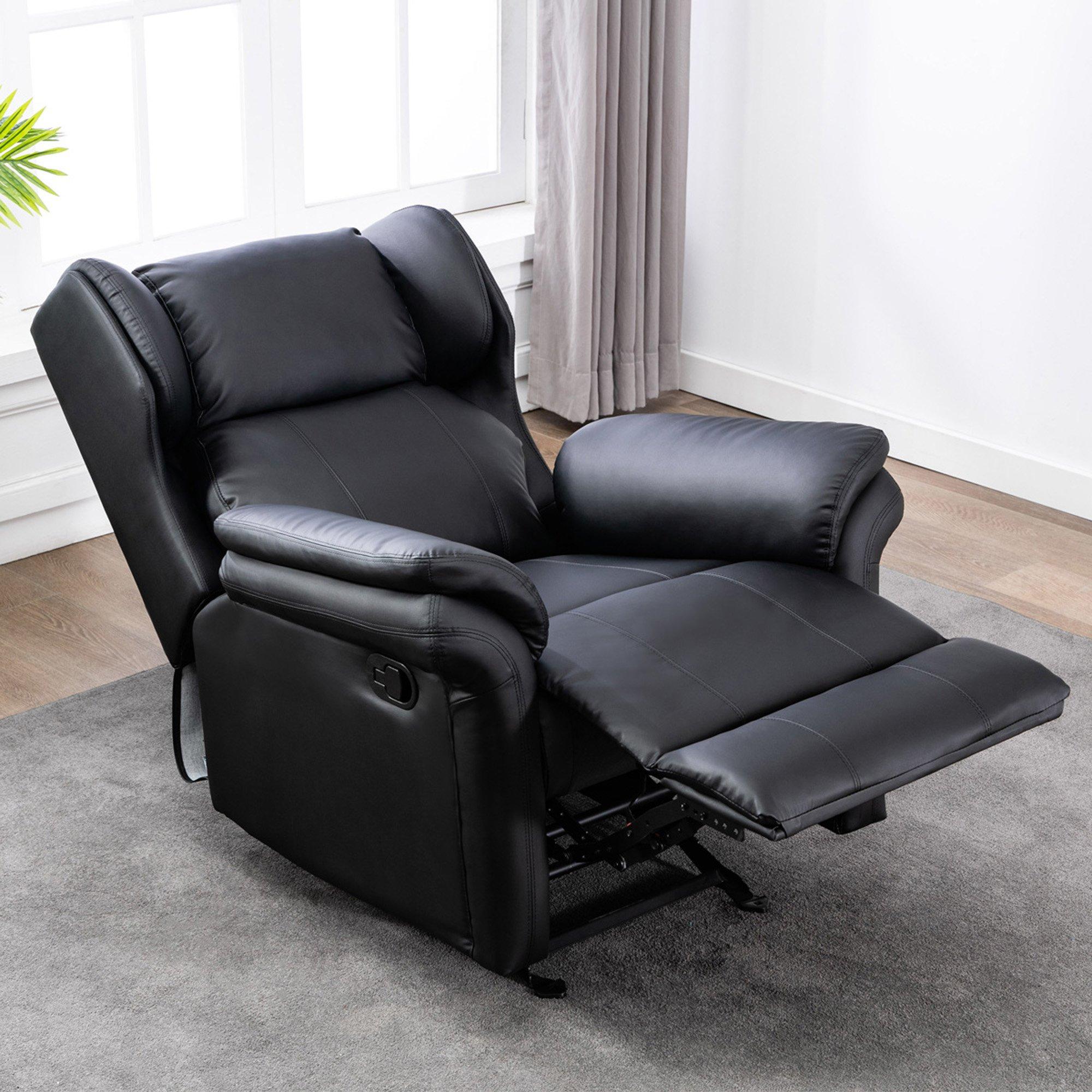 Oakley Manual Recliner Rocking Chair Wingback Design Bonded Leather