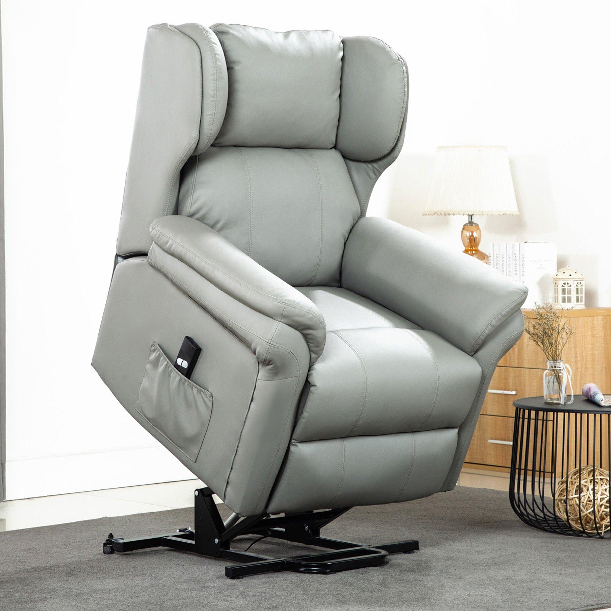 Oakley Single Motor Rise Recliner Bonded Leather Wingback Chair