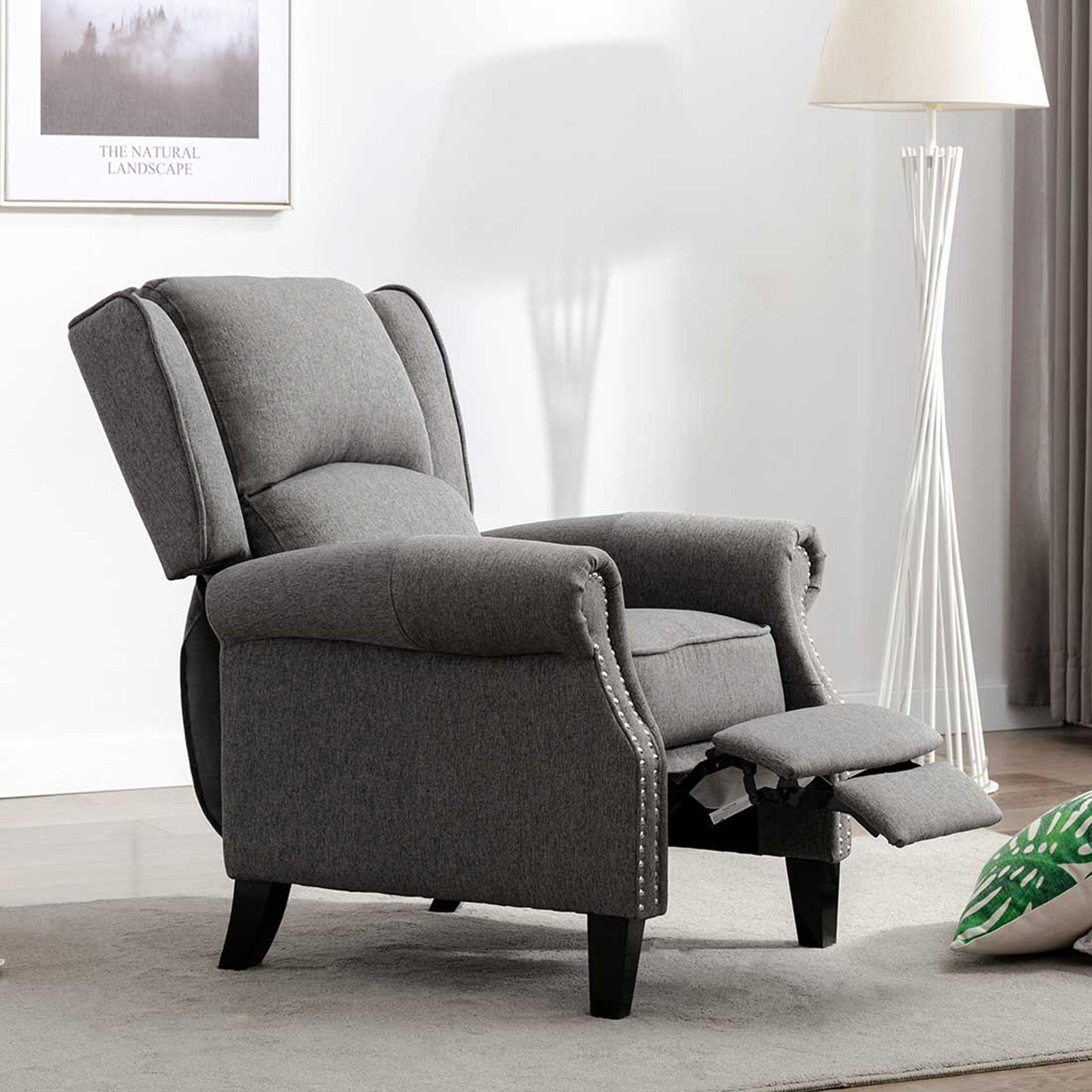 Charlotte Modern Fabric Pushback Recliner Sofa Accent Chair