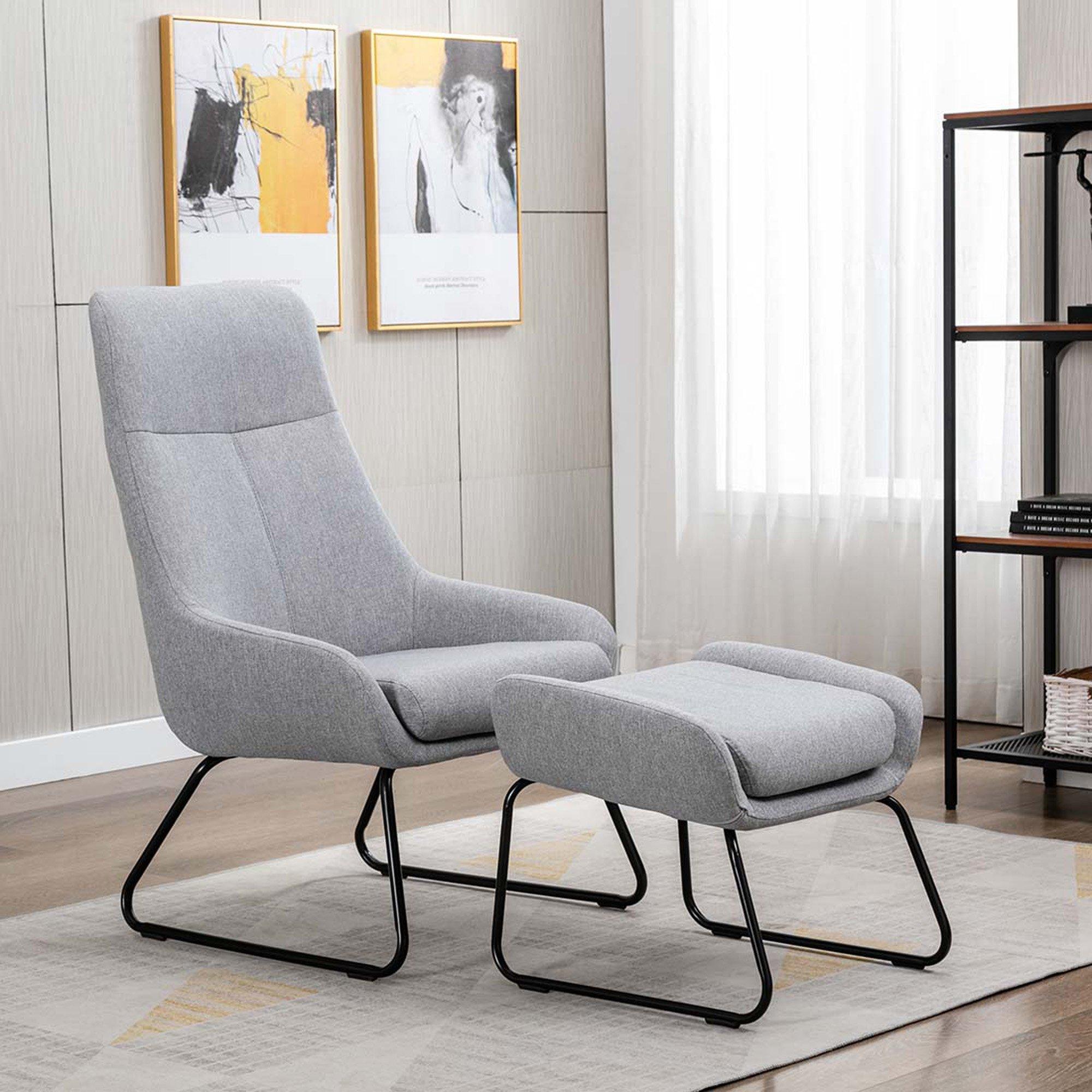 Jacobsen Fabric Occasional Living Room Accent Armchair w Footstool