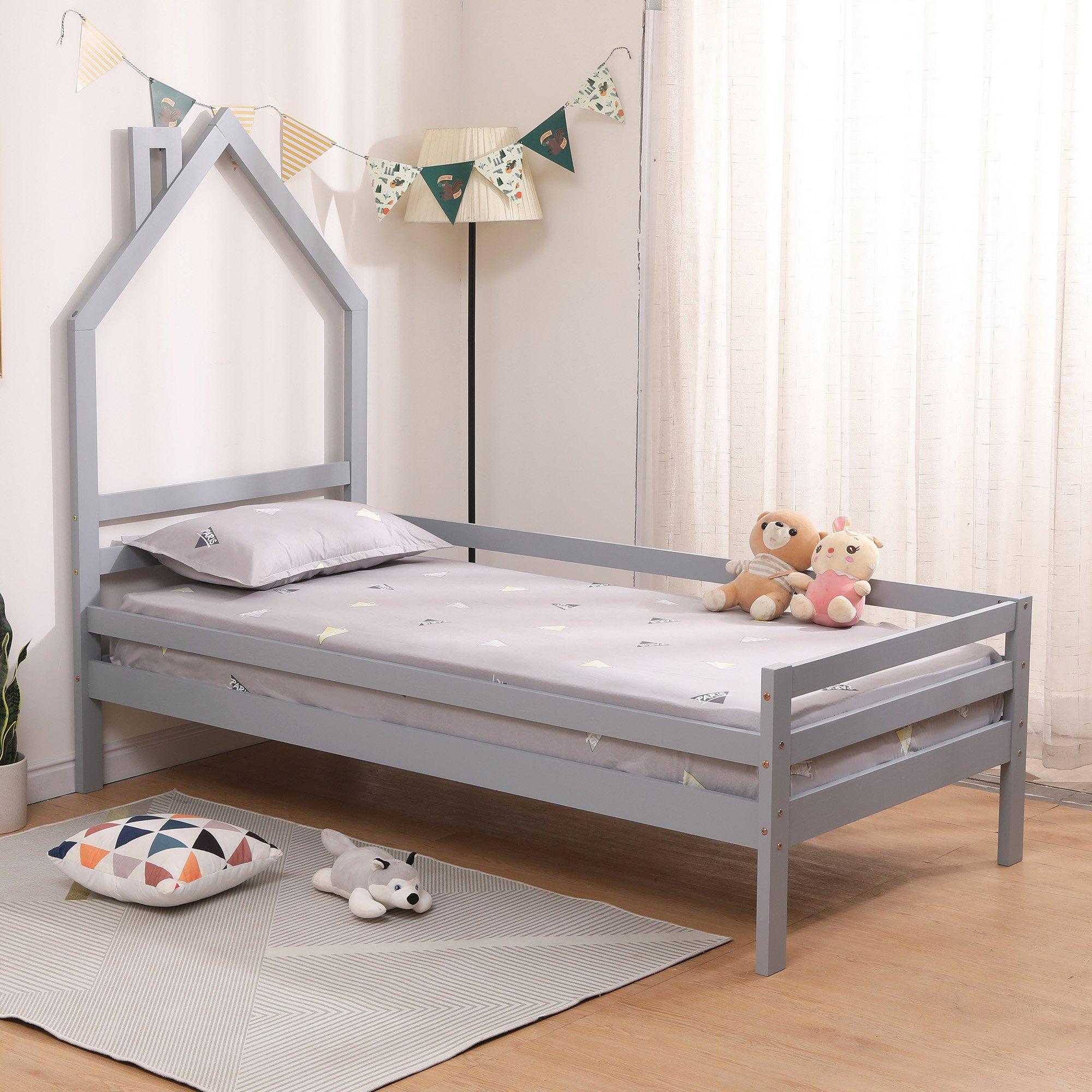 Theo Kids Childrens Wooden House Treehouse Style Single Bed Frame
