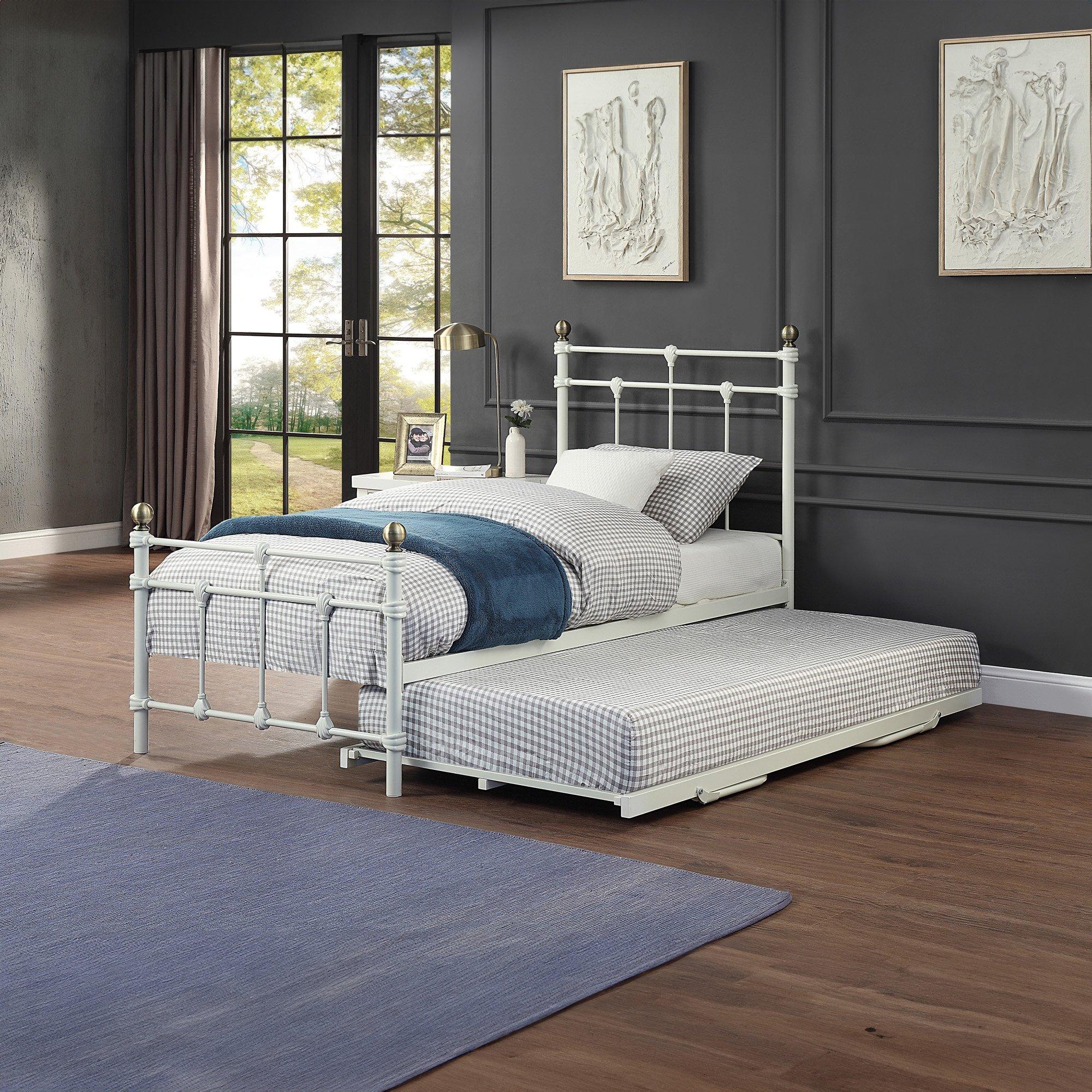 Bayford Traditional Single Metal Bed Frame with Guest Trundle Bed