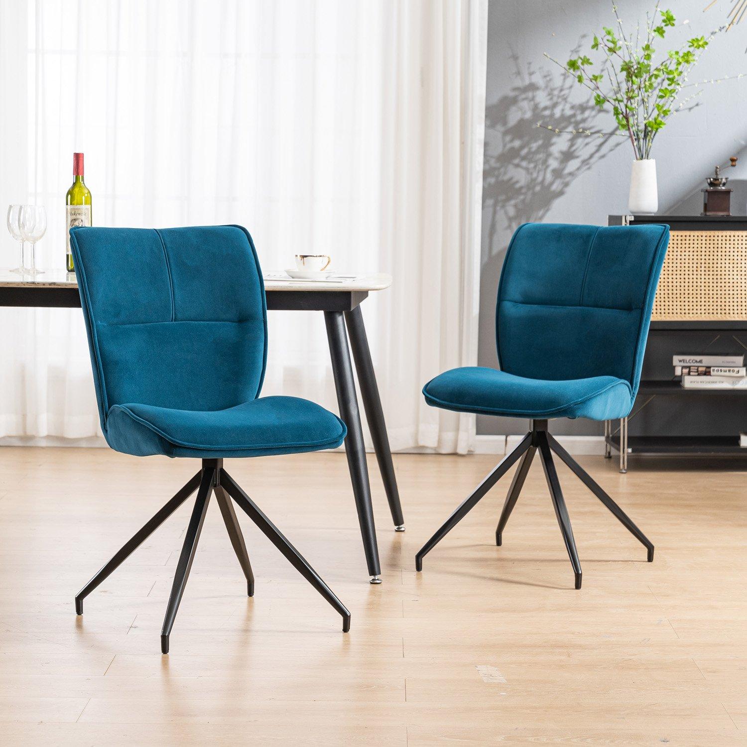 Set of 2 Dina Modern Velvet Dining Chair Padded Seat Metal Legs