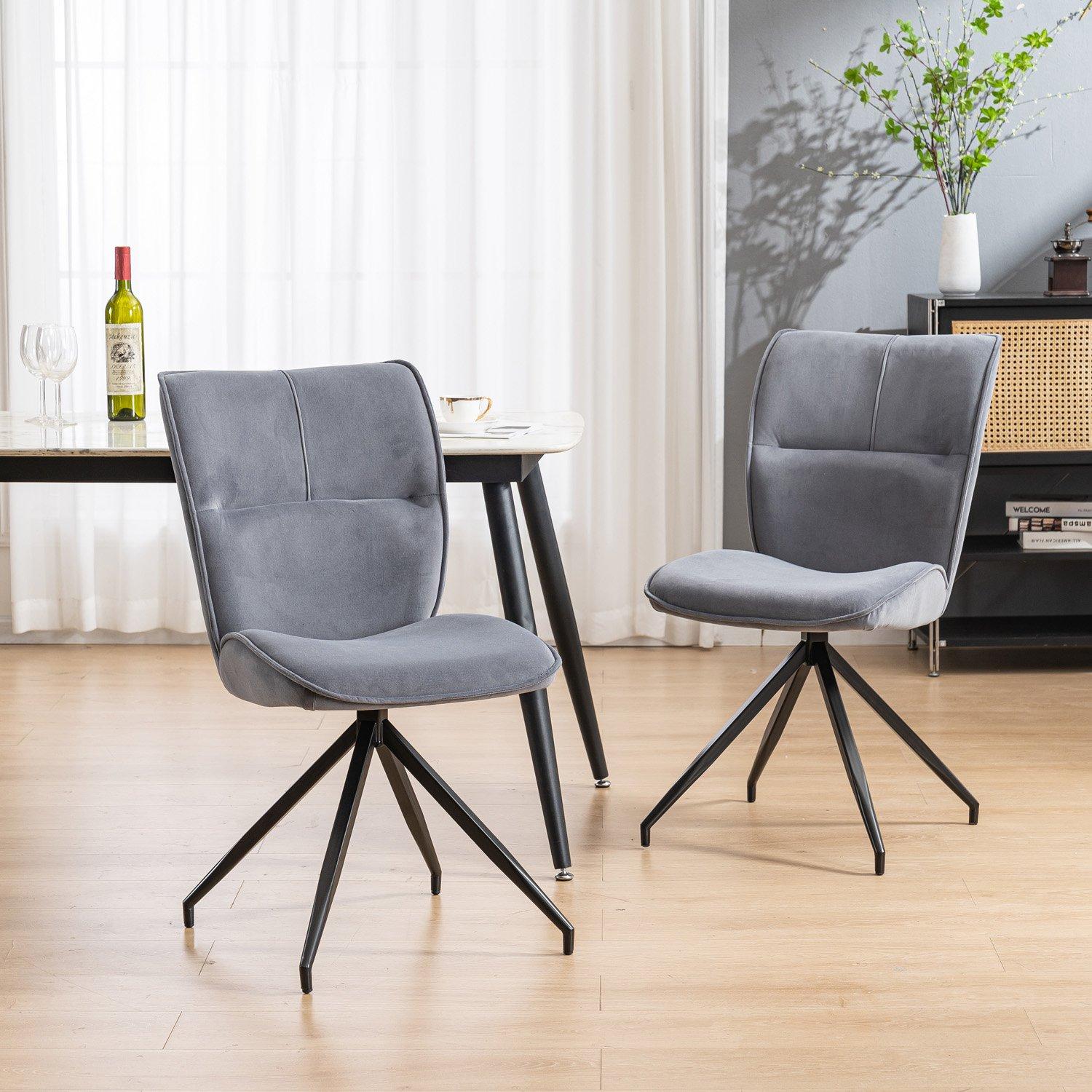 Set of 2 Dina Modern Velvet Dining Chair Padded Seat Metal Legs