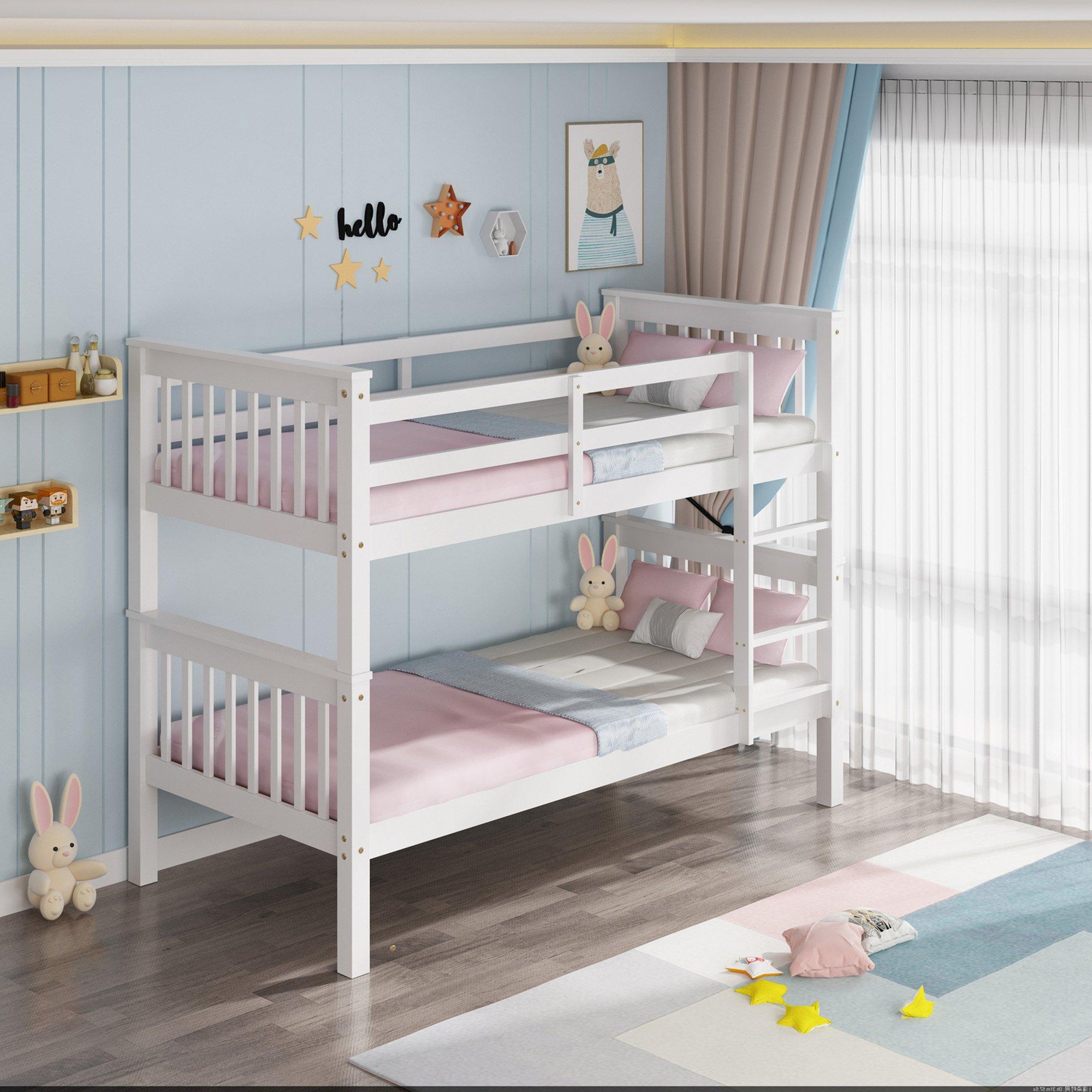Oliver White Wooden Single Bunk Bed