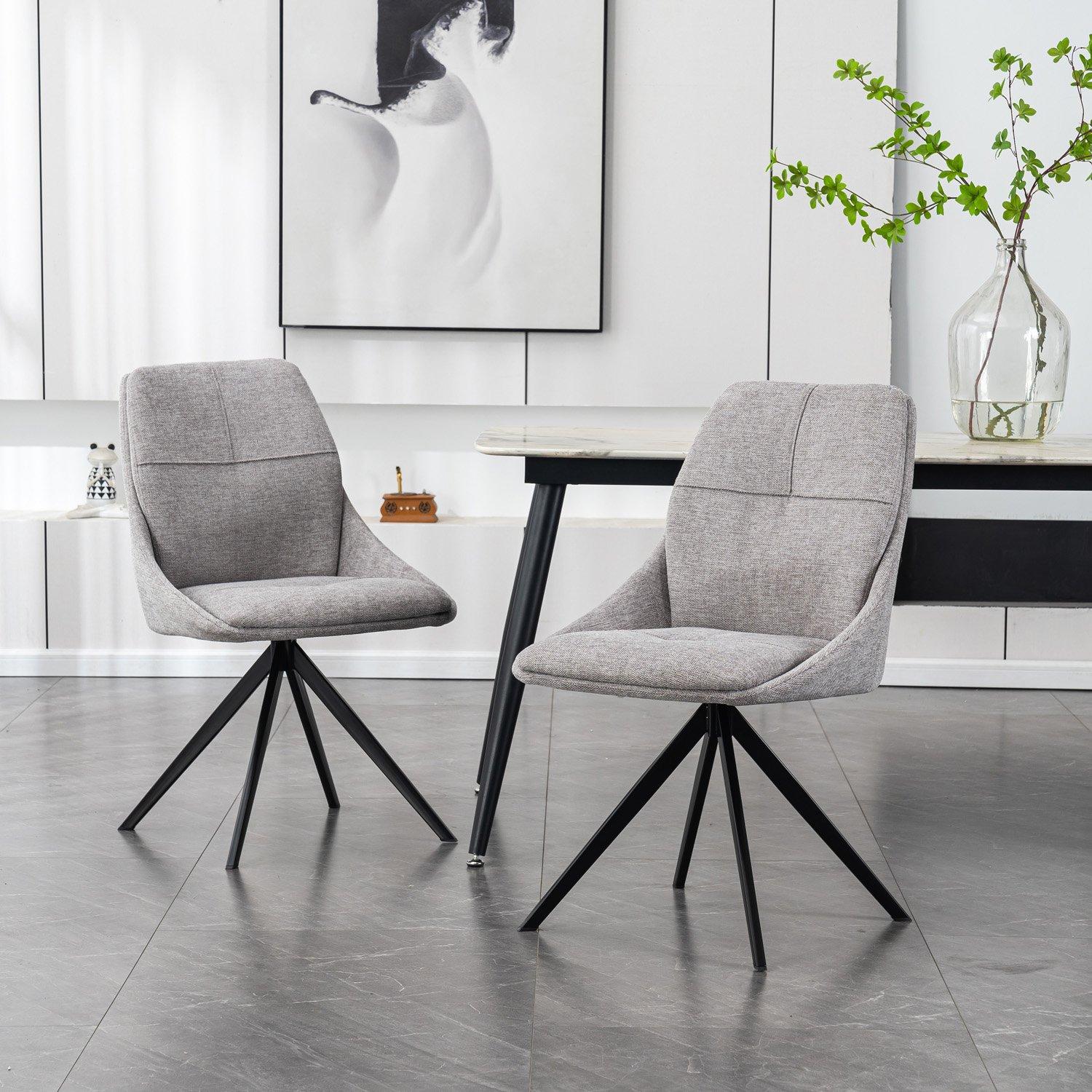 Set of 8 Luna Modern Fabric Dining Chair Padded Seat w Arms Metal Legs