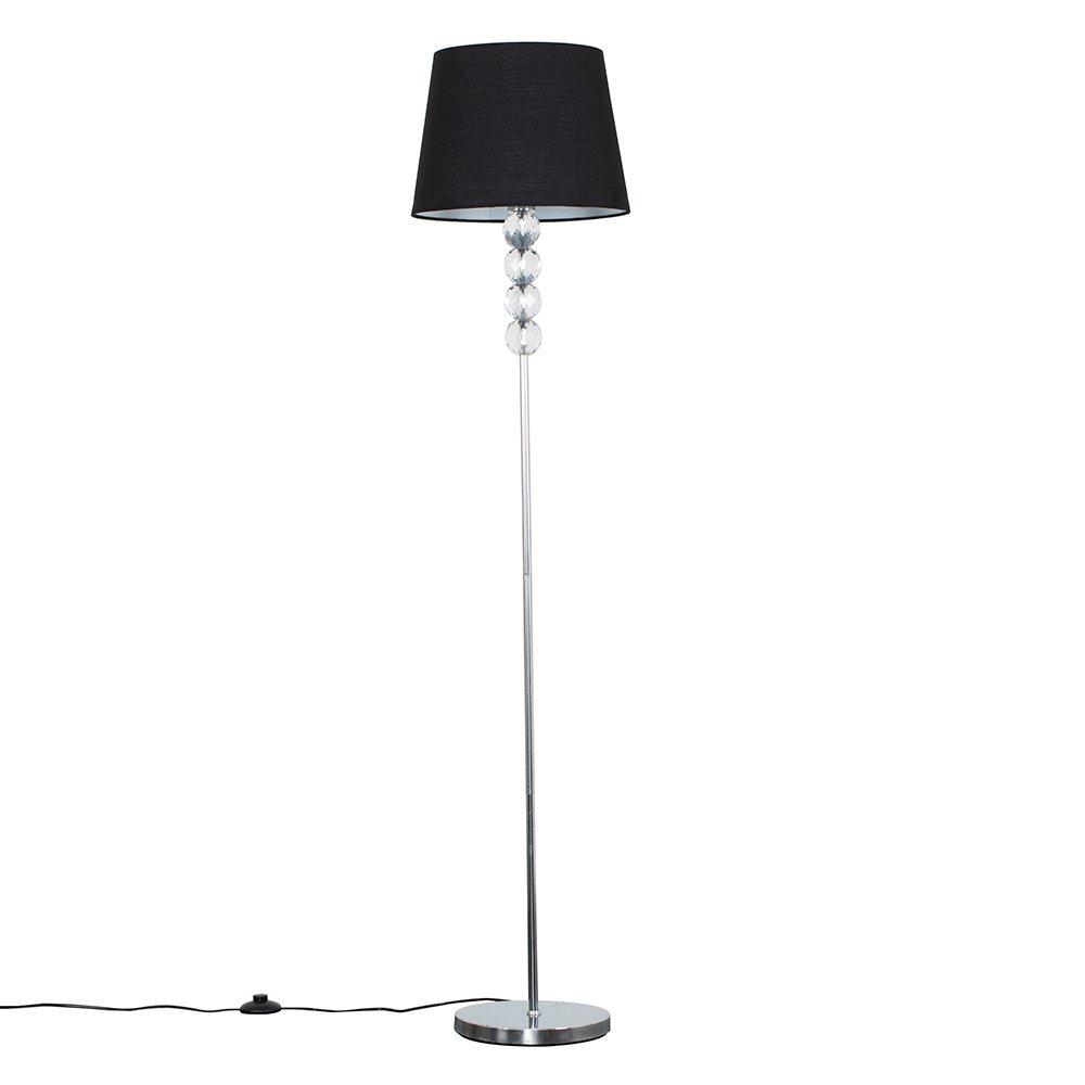 Eleanor Silver Floor Lamp With Large Black Tapered Shade