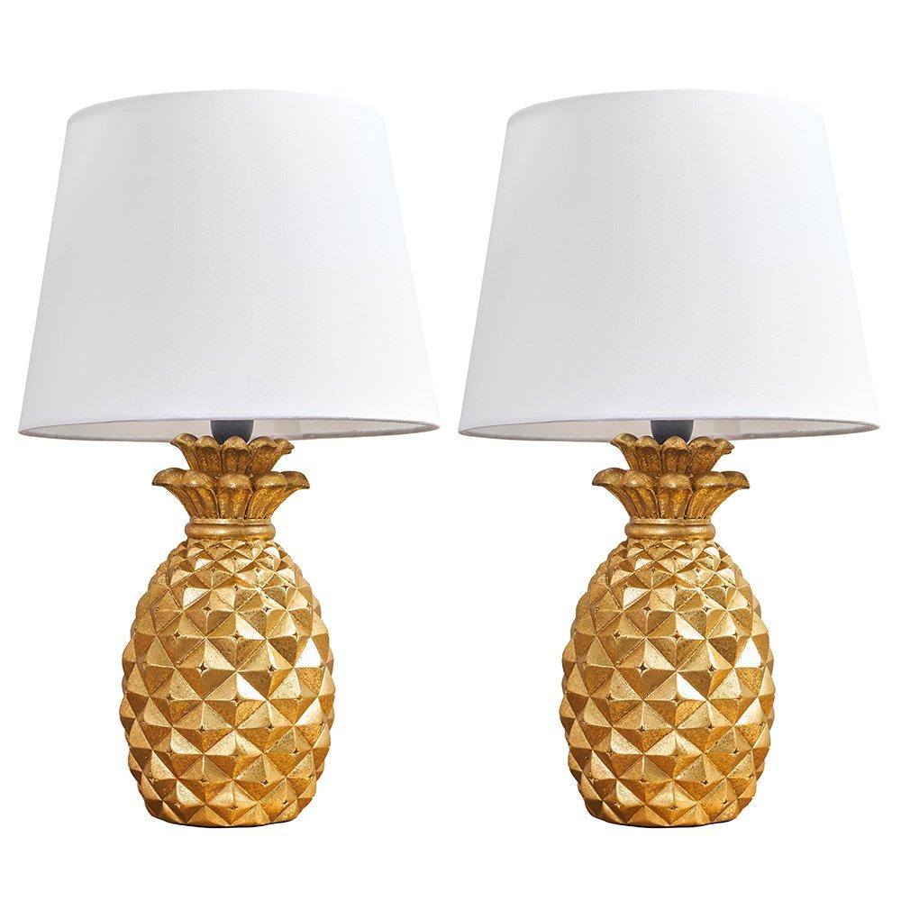 Pineapple Pair of Gold Table Lamp