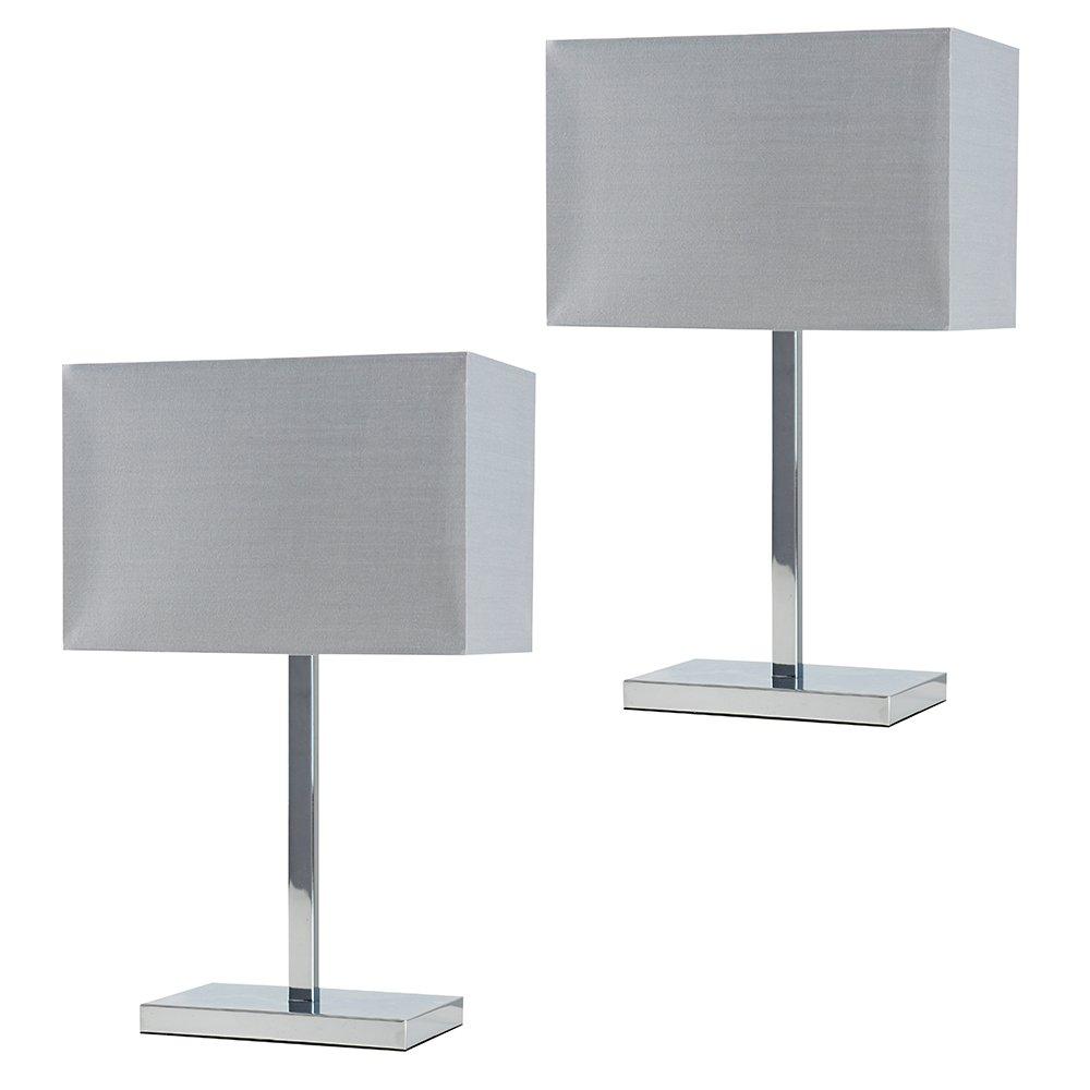 Dewy Pair of Silver Table Lamps