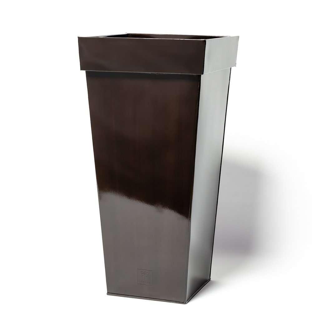 Mocha Brown Patio Zinc Tall Flared Square Outdoor Planter 70cm