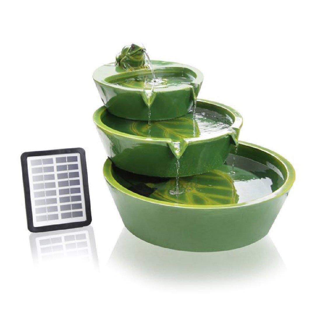 Solar Water Feature Bowls Frog Cascading Leaf Pattern 64cm