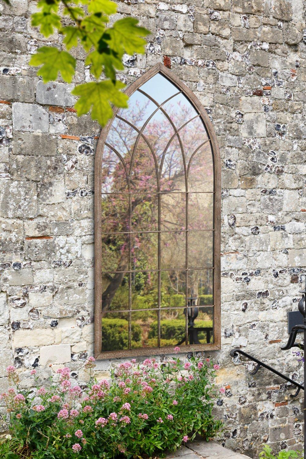 'Dorset' Rustic Arch Large Garden Metal Frame Wall Mirror 169xm x 75cm