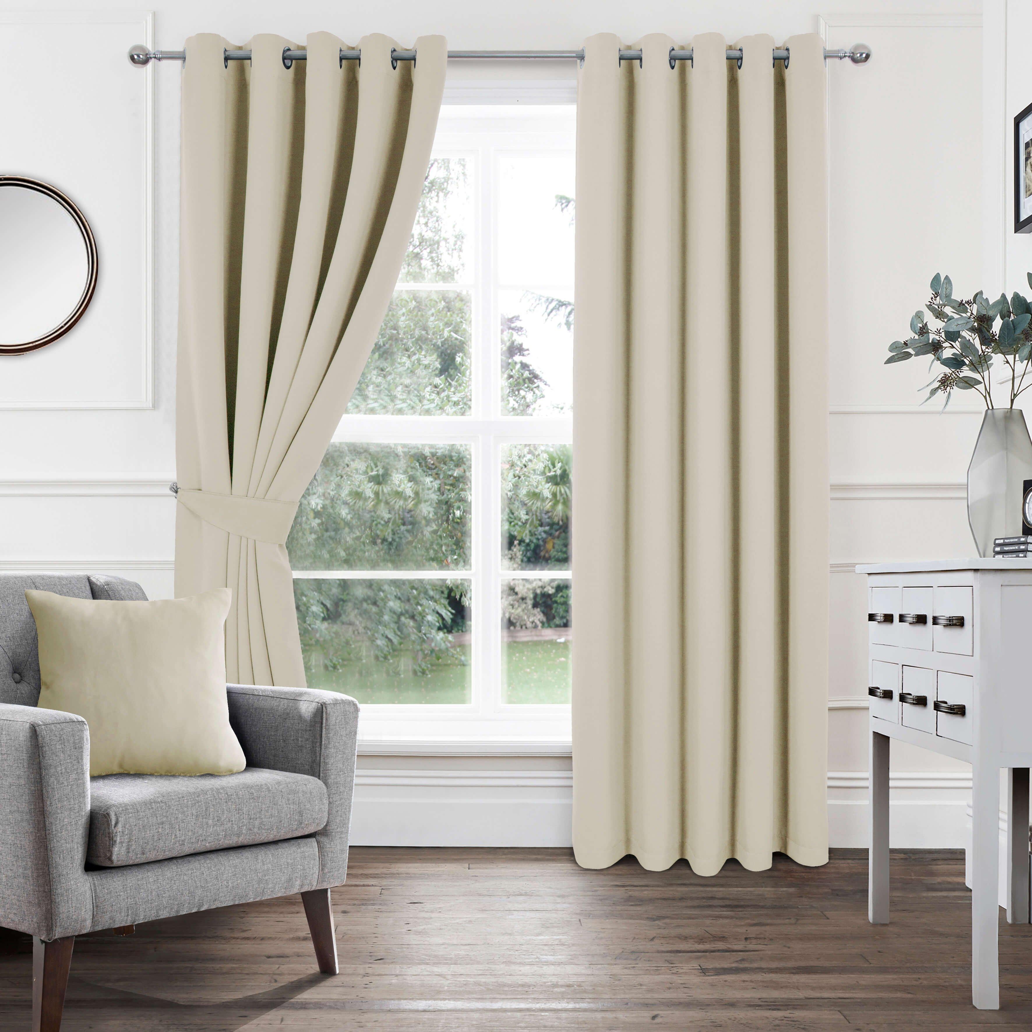 Woven Blockout Eyelet Curtains pair