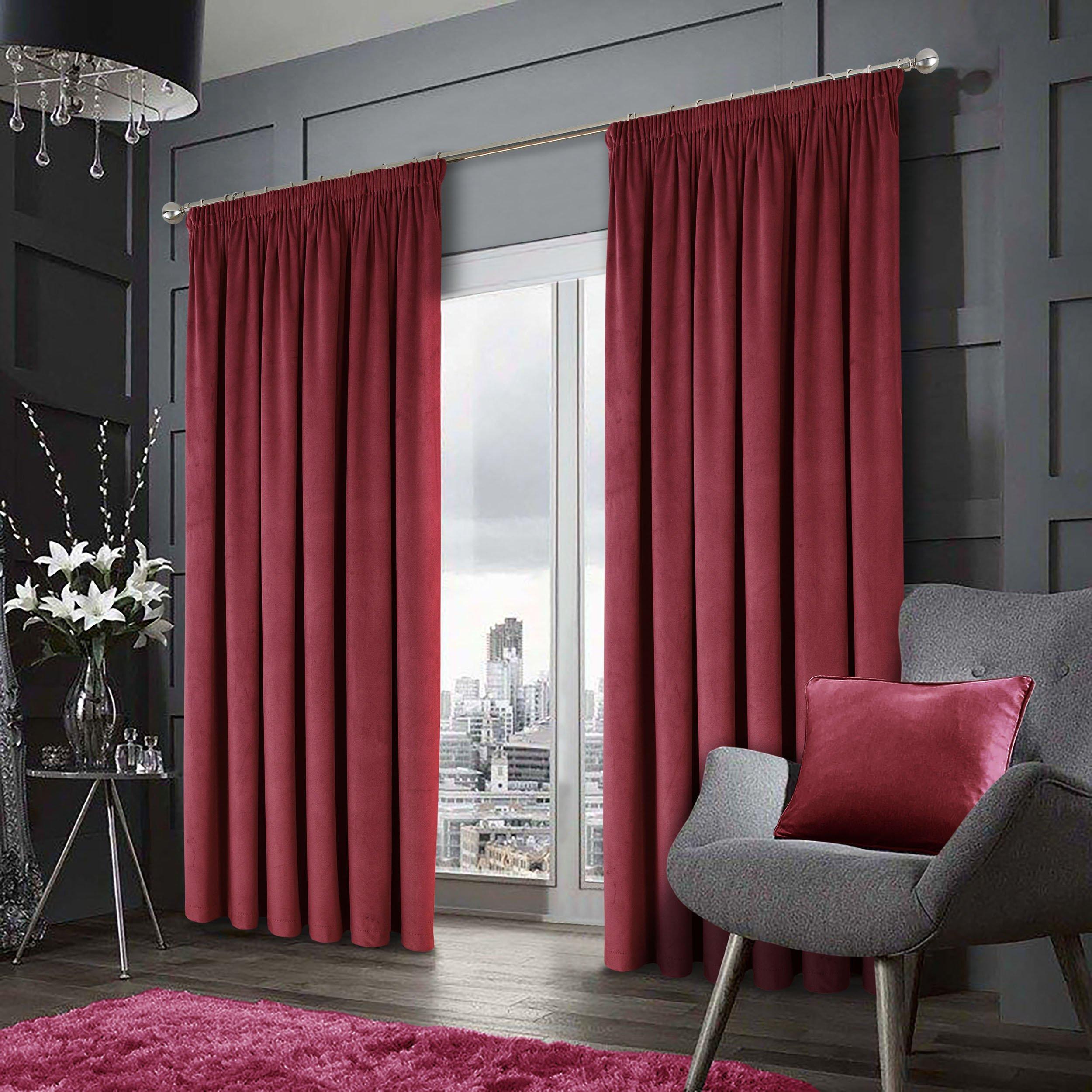 Montreal Soft Velour 3 inch Pencil Pleat Curtains pair