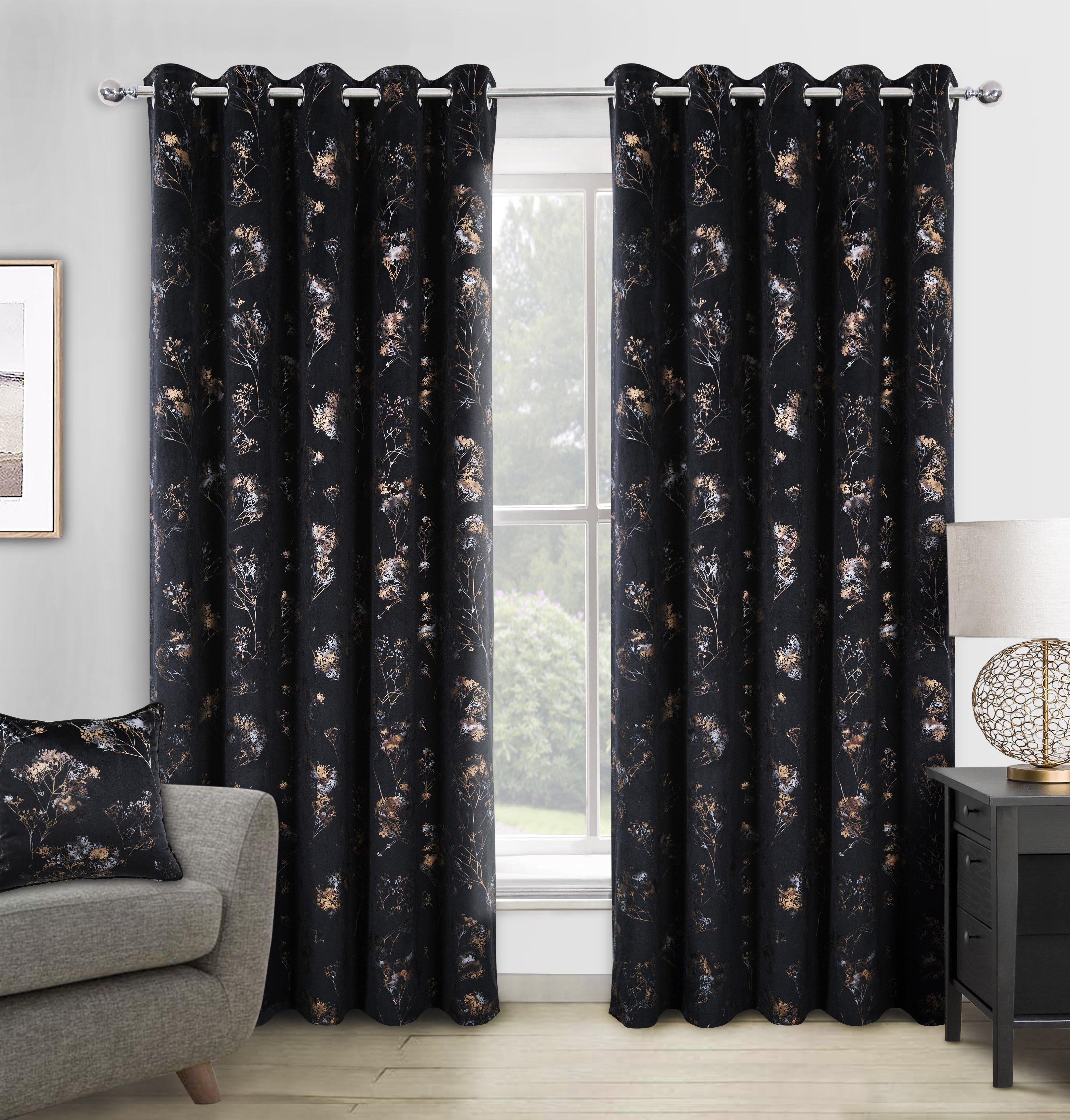 Lucia Floral Thermal Interlined Eyelet Curtains pair