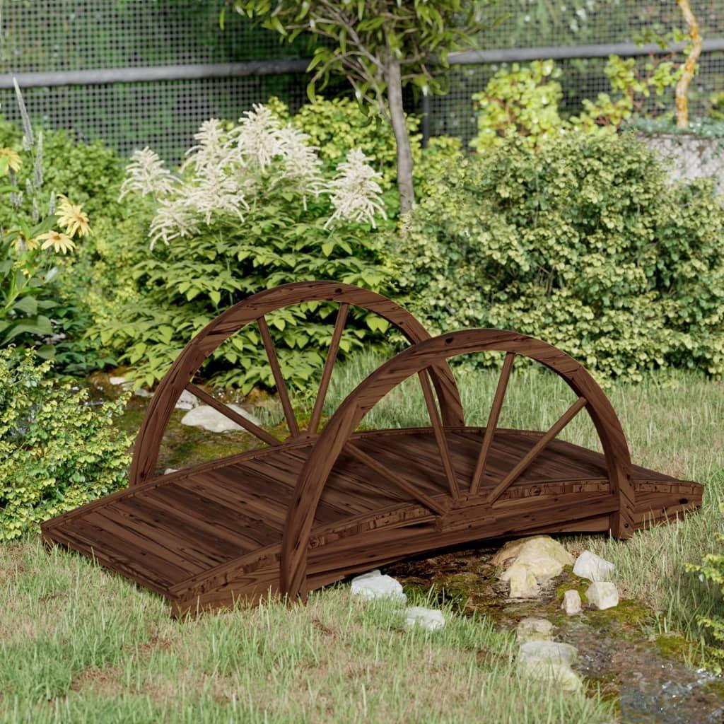 Garden Bridge with Half-wheel 99x50x38 cm Solid Wood Fir