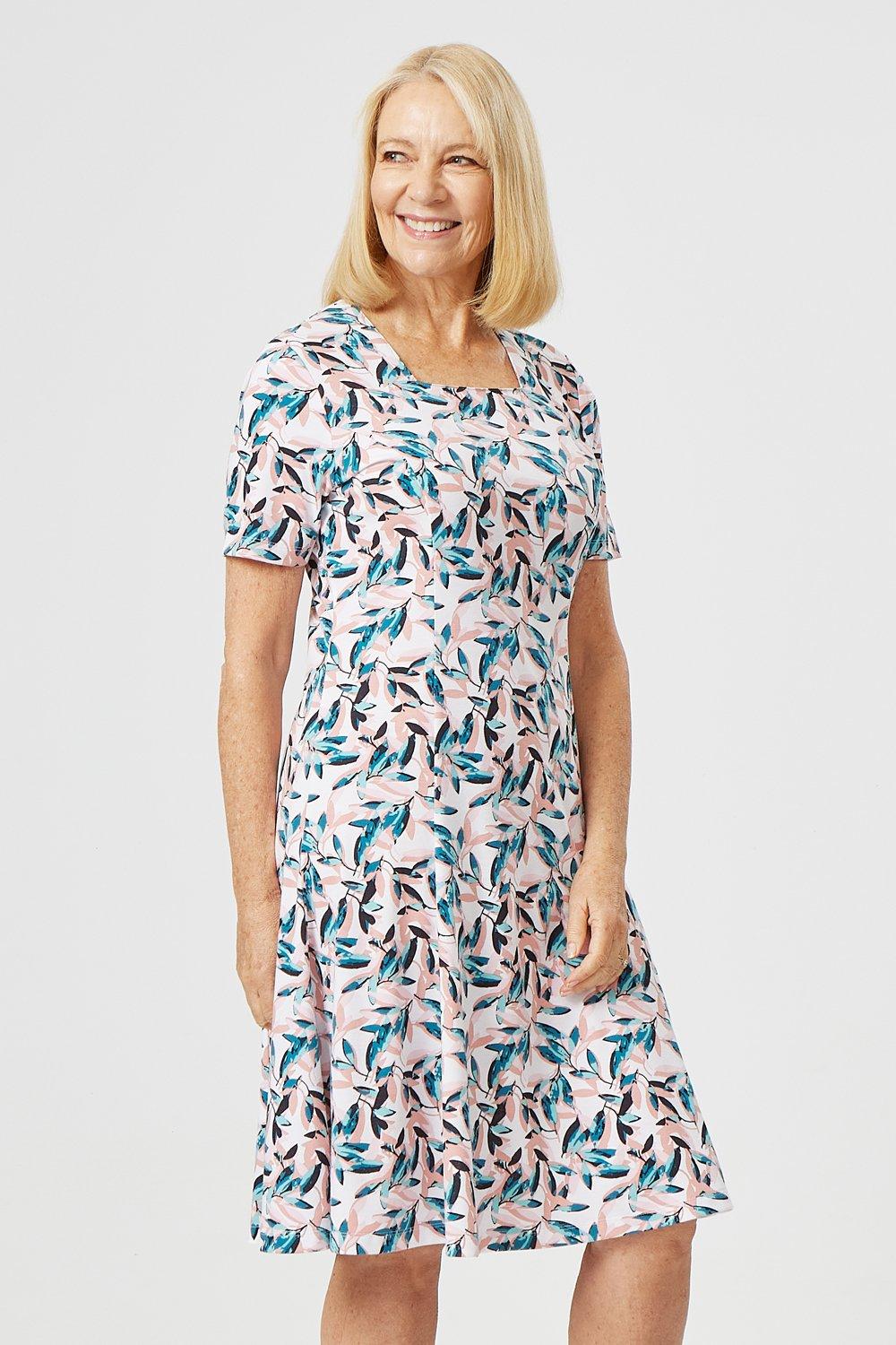 Square Neck All Over Print Dress