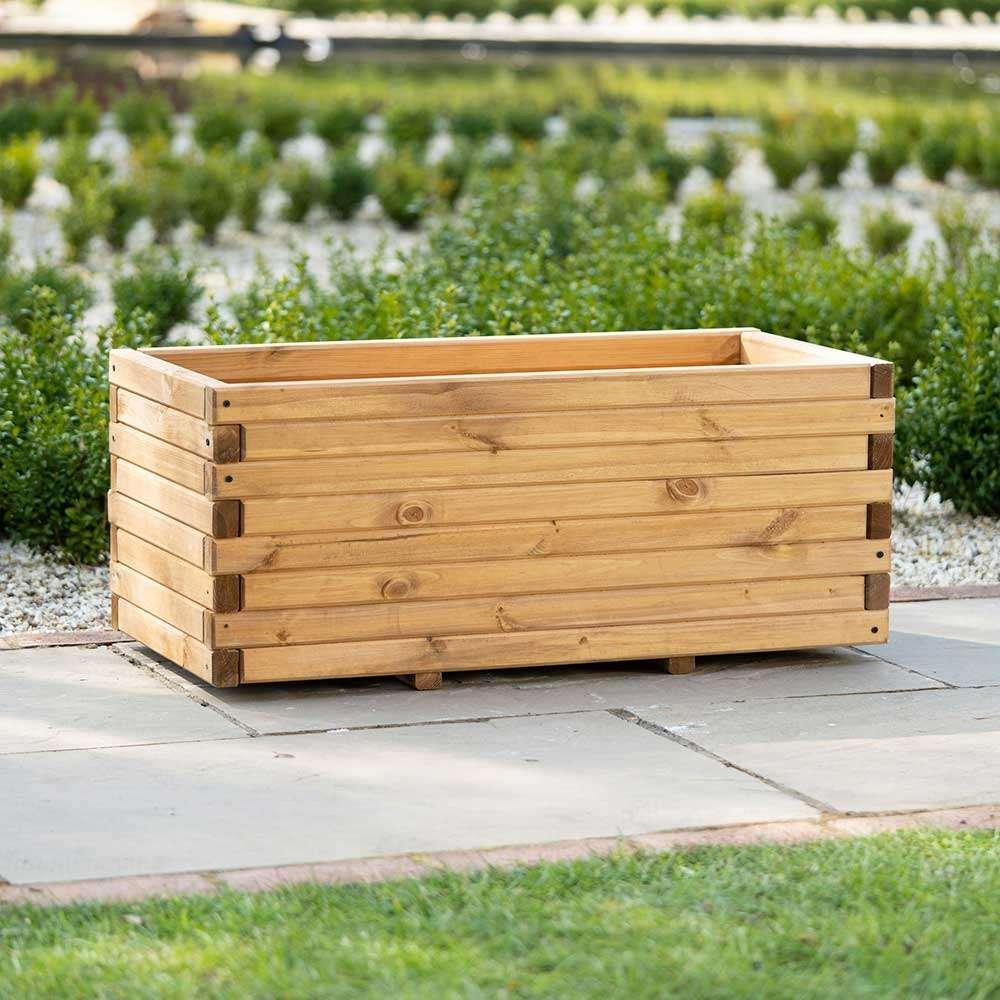 Pine Wooden Timber Raised Bed Outdoor Trough Planed Planter 120cm