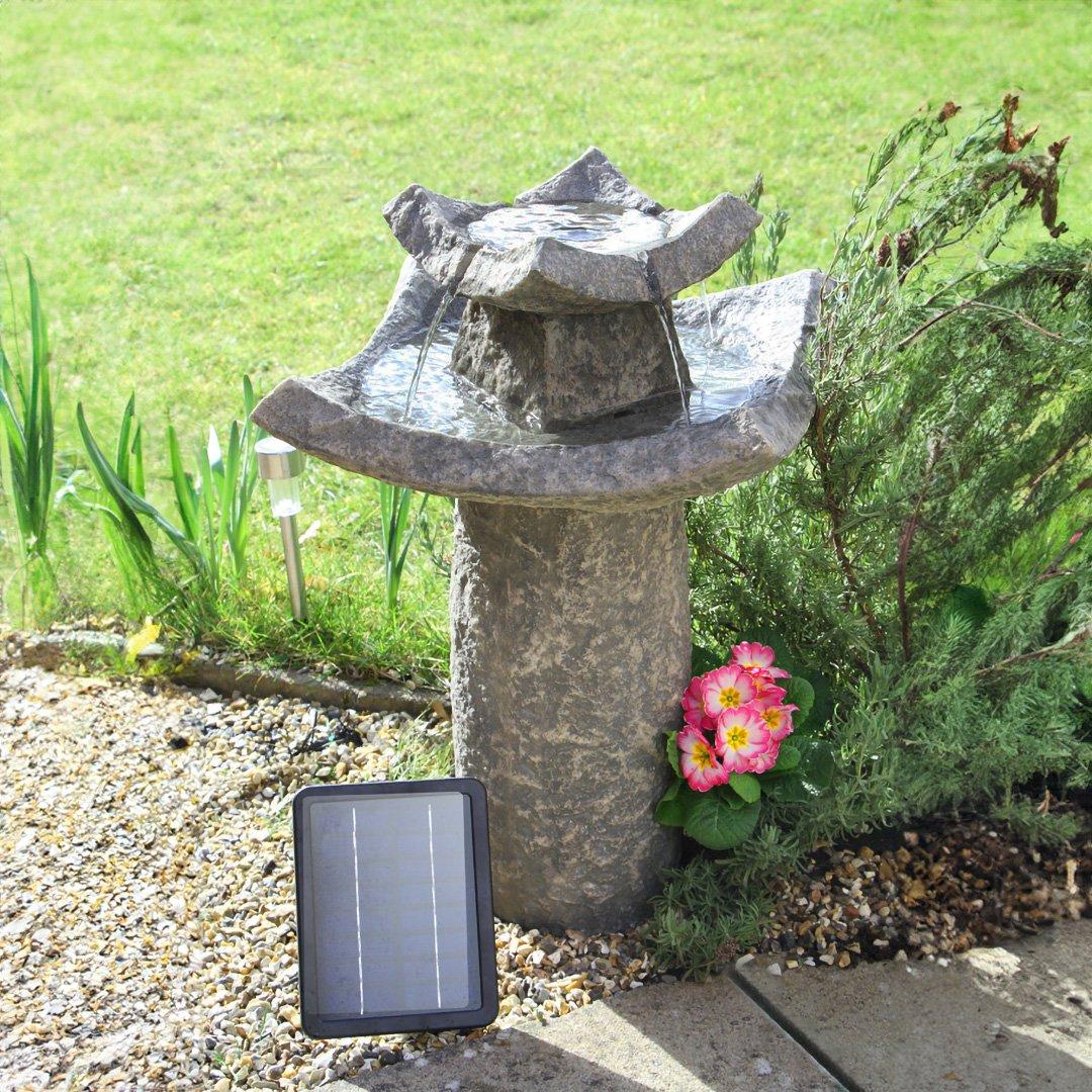 Pavillion Solar Bird Bath Water Feature Fountain H62cm by Solaray